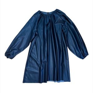 ASOS faux leather black oversized dress elastic detail on the neck and wrist